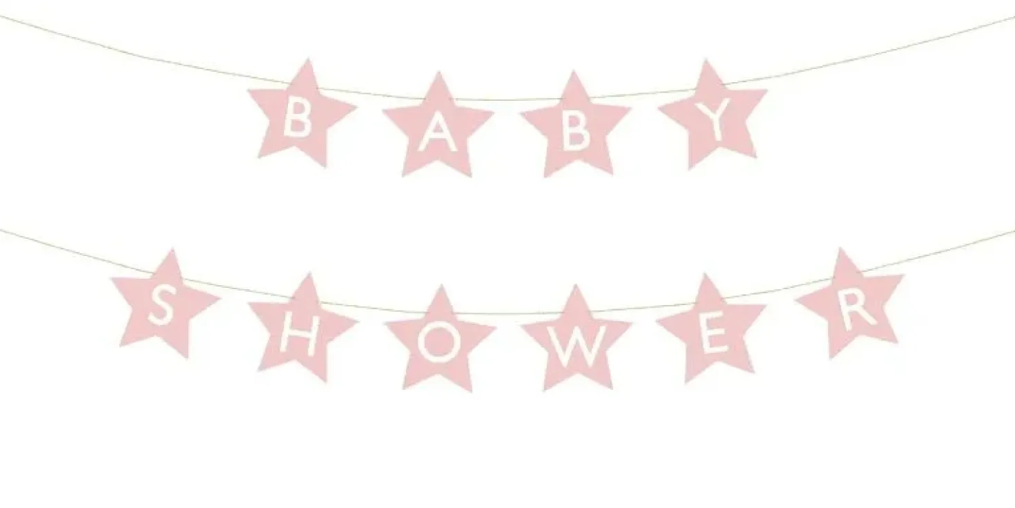Kirjainnauha baby shower, vaaleanpunainen