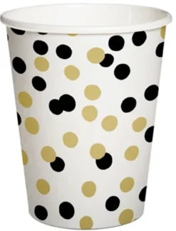 Konfetti pahvimuki kulta musta 250 ml 10 kpl/pkt