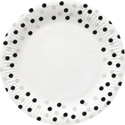 Konfetti suuri pahvilautanen hopea-musta 23 cm 8 kpl/pkt