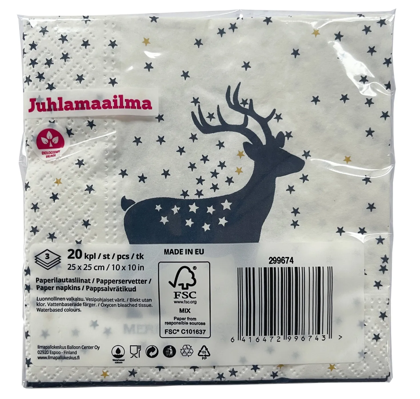 Kuusi ja peura lautasliina 25 x 25 cm 20 kpl/pkt