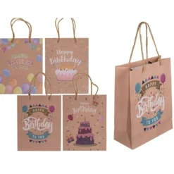 Lahjakassi Happy Birthday 18 x 23 cm 1 kpl (4 erilaista)