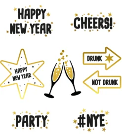 Lasinmerkitsijät Happy New Year 8 kpl/pkt