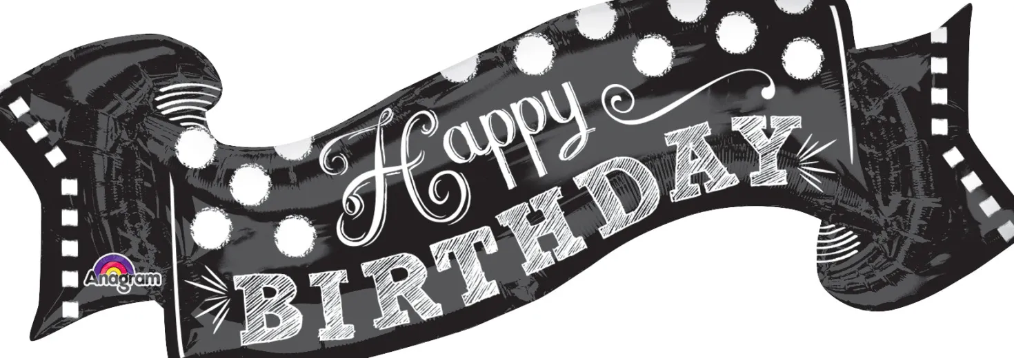 Liitutaulu Happy Birthday muotofoliopallo