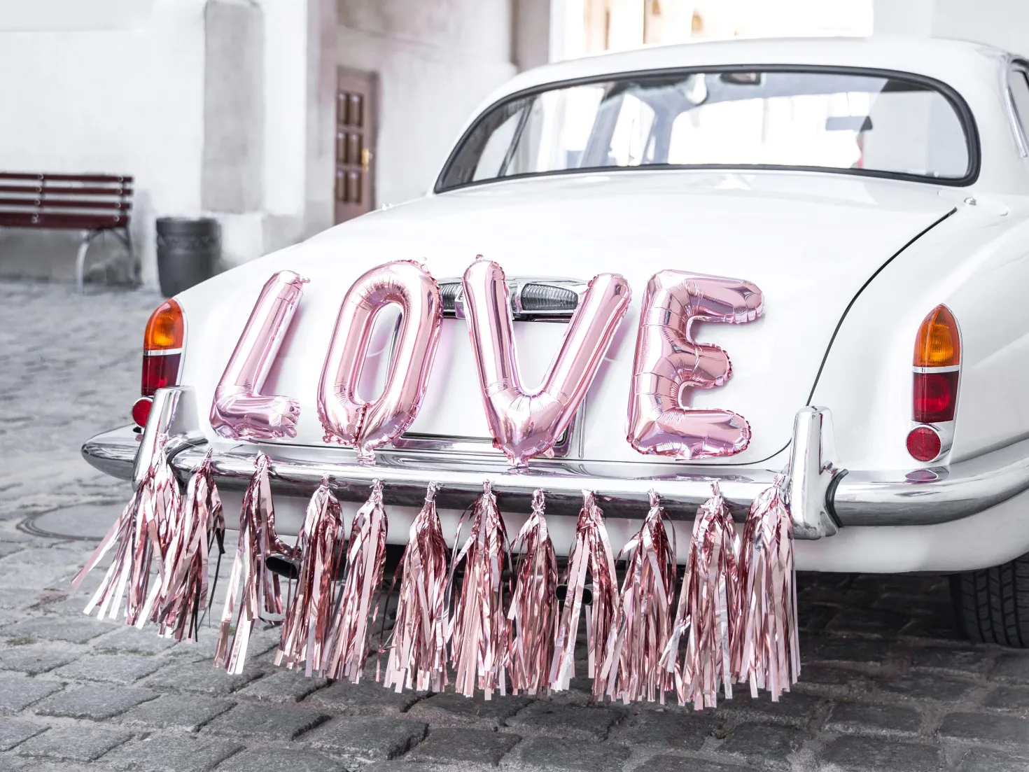 Love hääautonkoristelusetti ruusukullanvärinen