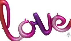 LOVE kirjaimet pinkki-lila puhallettava foliopallo