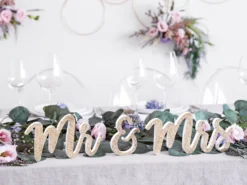 MR & MRS puiset kirjaimet kimalle 10 cm