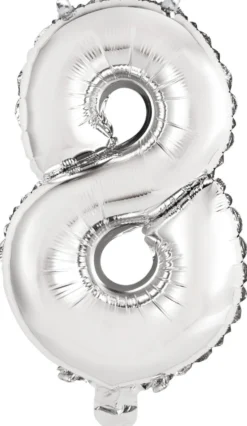Numerofolio 8 hopeanvärinen puhallettava 35 cm
