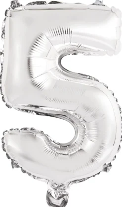 Numerofolio 5 hopeanvärinen puhallettava 35 cm