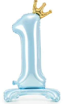Numerofolio 1 jalustalla vaaleansininen kruunulla 84 cm