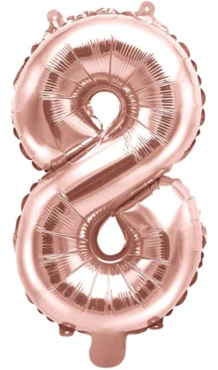 Numerofolio 8 ruusukullanvärinen ilmatäytteinen 35 cm