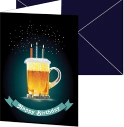Onnittelukortti 12 x 17 cm Happy birthday oluttuoppi