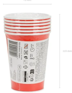 Pahvimuki punainen, 250 ml 6 kpl/pkt