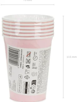 Pahvimuki vaaleanpunainen, 250 ml 6 kpl/pkt