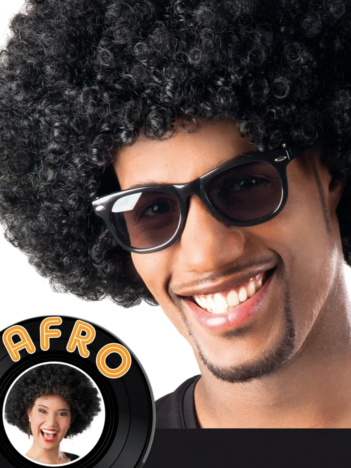 Peruukki afro, musta