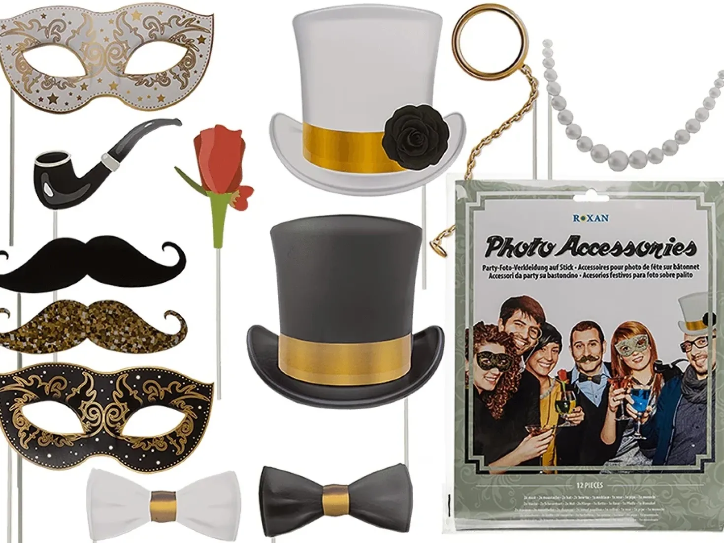 Photo Booth Glamour tarvikkeet 12 kpl/pkt