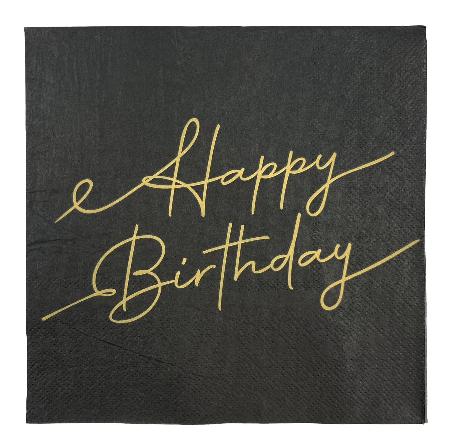 Pieni lautasliina Happy Birthday musta 25 x 25 cm 20 kplt/pkt
