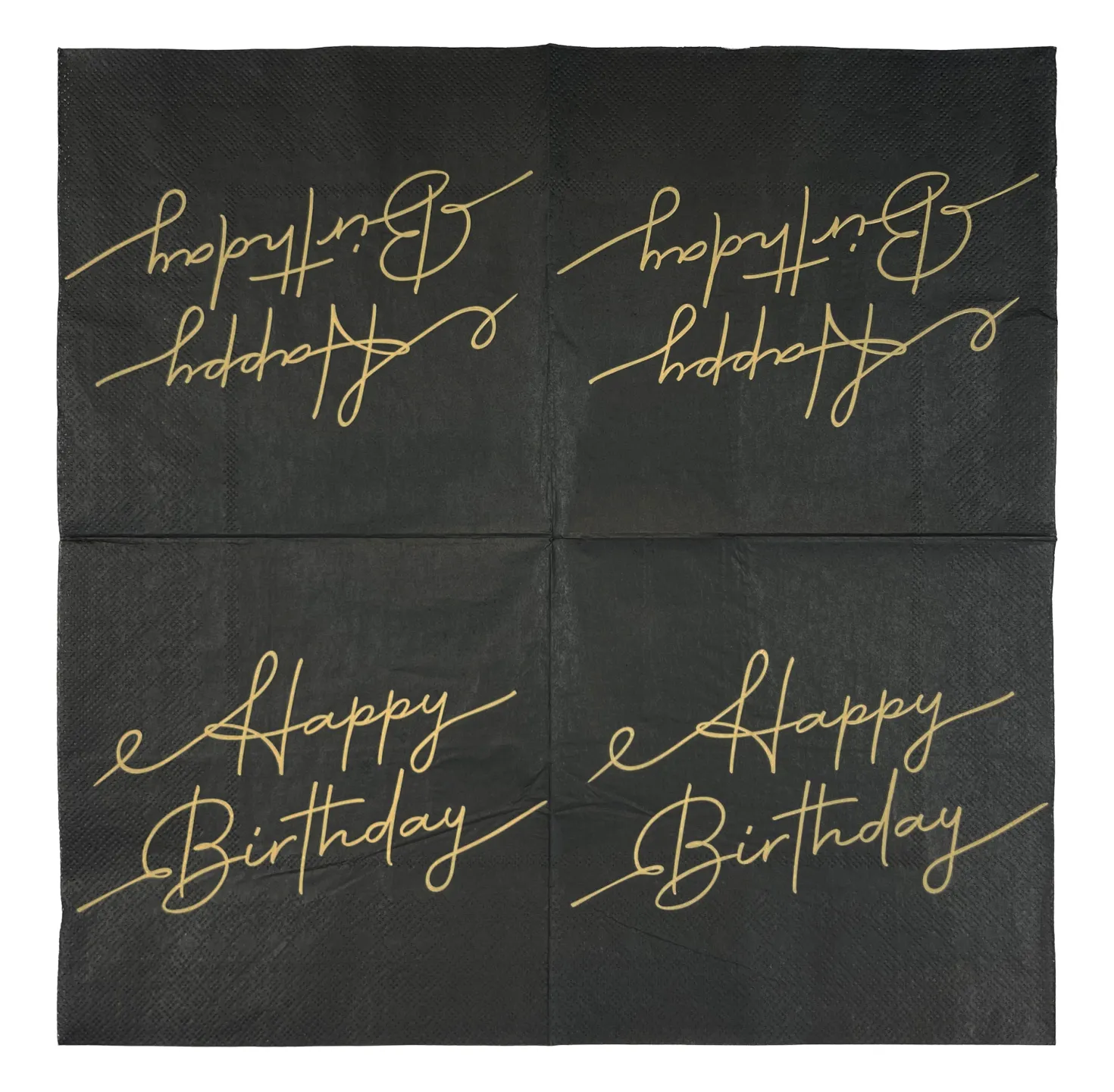 Pieni lautasliina Happy Birthday musta 25 x 25 cm 20 kplt/pkt