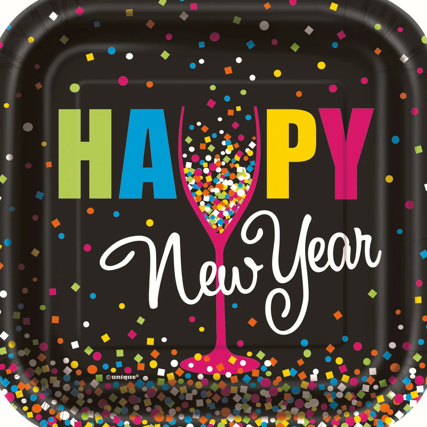 Pieni neliöpahvilautanen Happy New Year 10 kpl/pkt