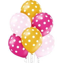 Polkadots ilmapallo 30 cm pinkin ja kullansävyt 6 kpl/pkt