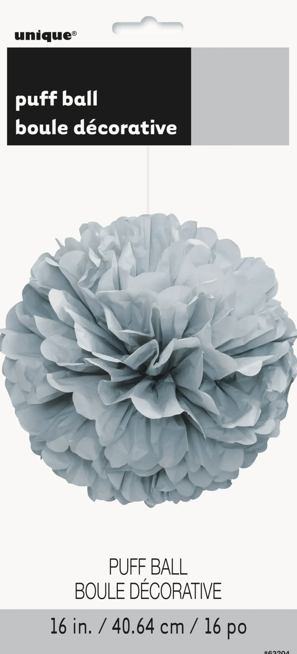 Pom Pom hopeanvärinen koriste, halk. 41,6 cm