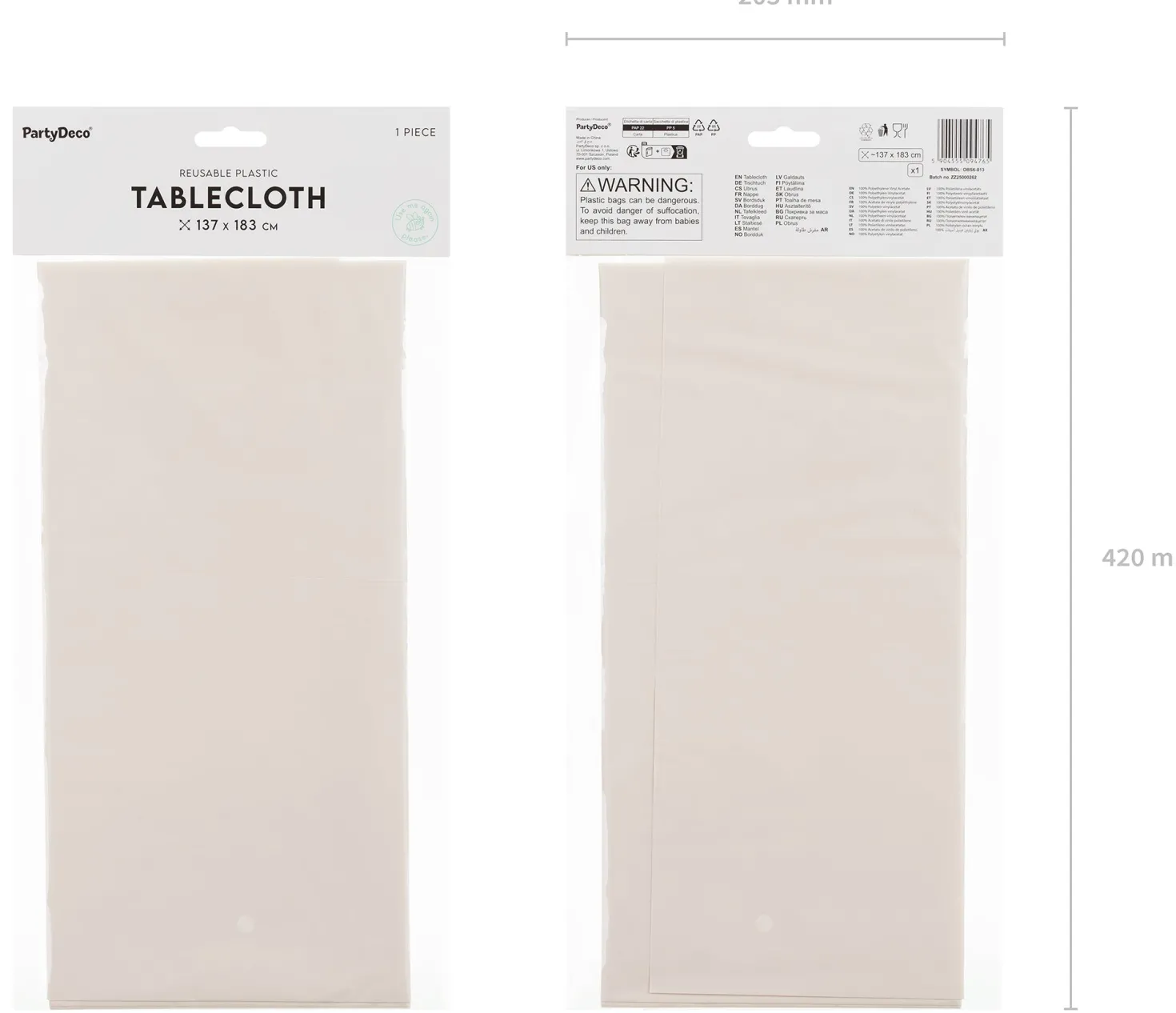 Pöytäliina beige, 137 x 183 cm