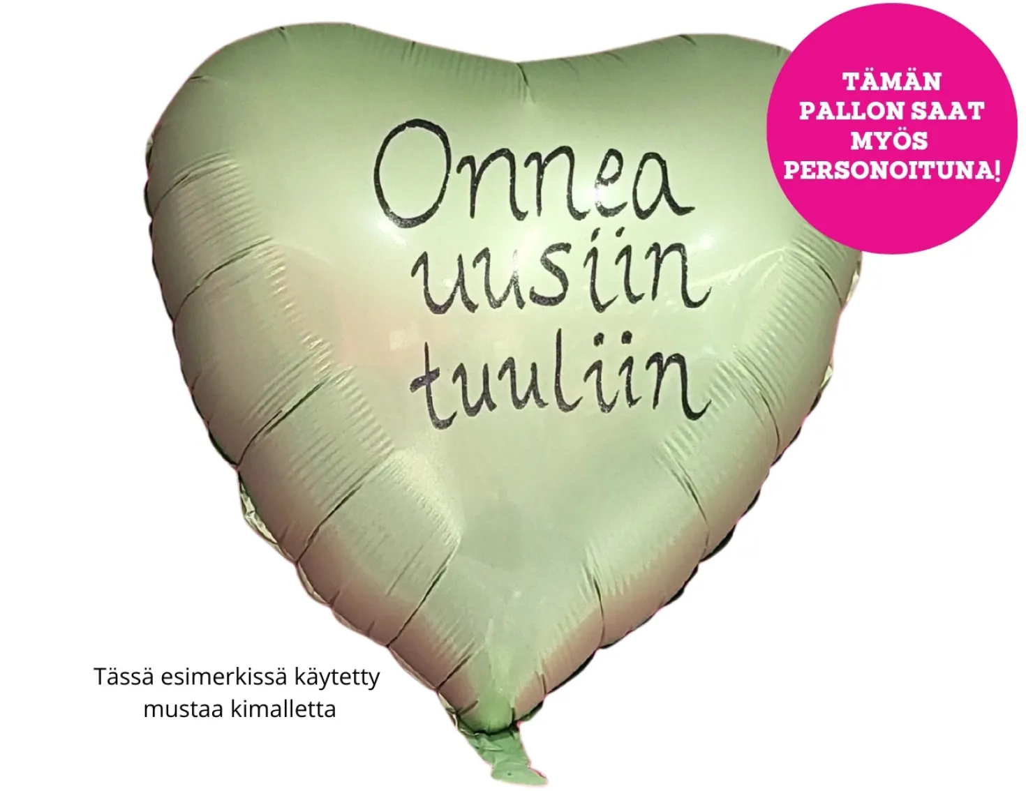 Satiinimintunvihreä sydän foliopallo