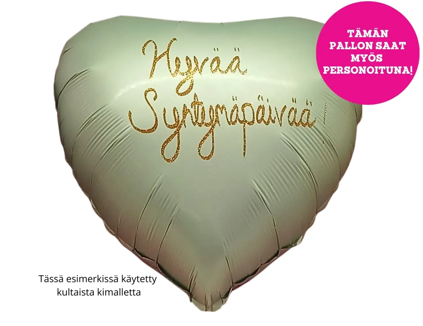 Satiinimintunvihreä sydän foliopallo