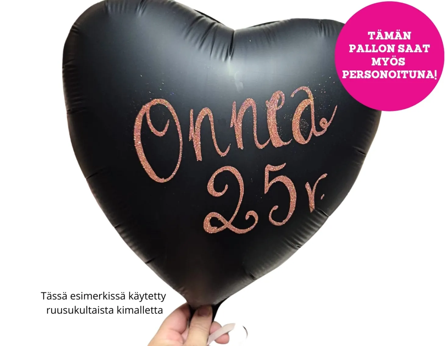 Satiinimusta sydän foliopallo