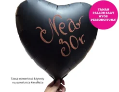Satiinimusta sydän tavallinen foliopallo