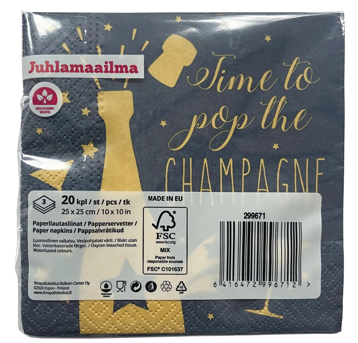 Shampanja pieni lautasliina sininen 25 x 25 cm 20 kpl/pkt