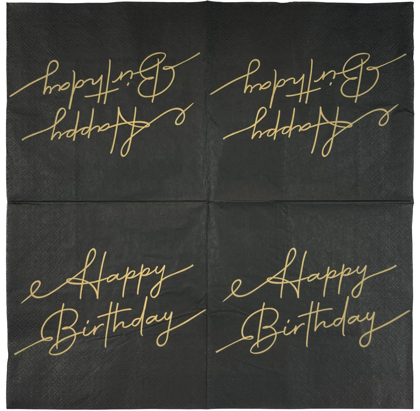 Suuri lautasliina Happy Birthday musta 33 x 33 cm 20 kpl/pkt