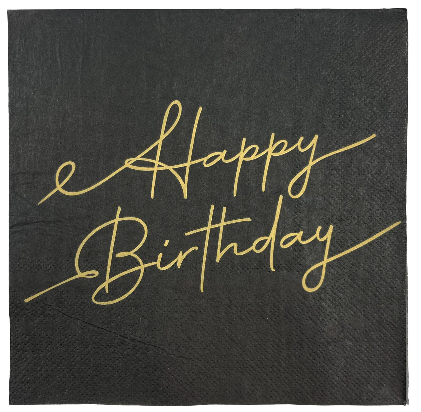Suuri lautasliina Happy Birthday musta 33 x 33 cm 20 kpl/pkt