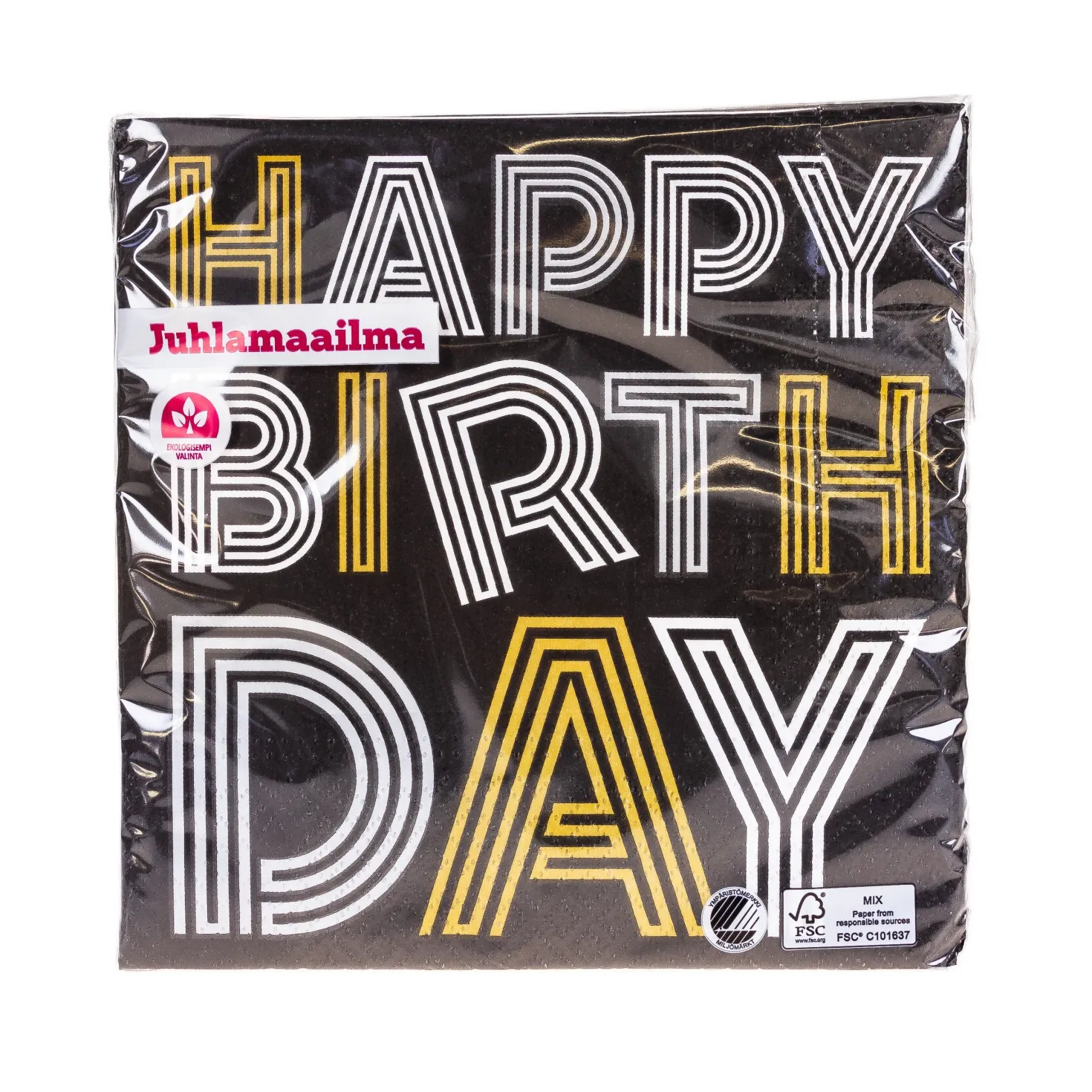 Suuri lautasliina Happy Birthday 33 x 33 cm 20 kpl/pkt