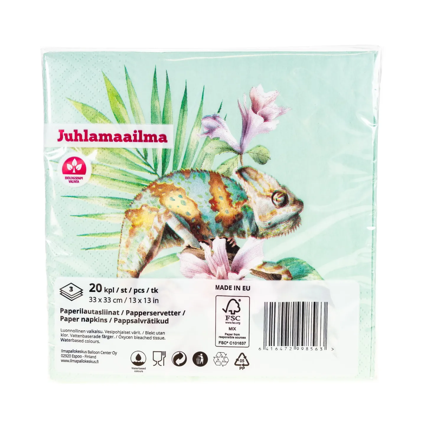 Suuri lautasliina leguaani 33 x 33 cm vaaleanvihreä 20 kpl/pkt