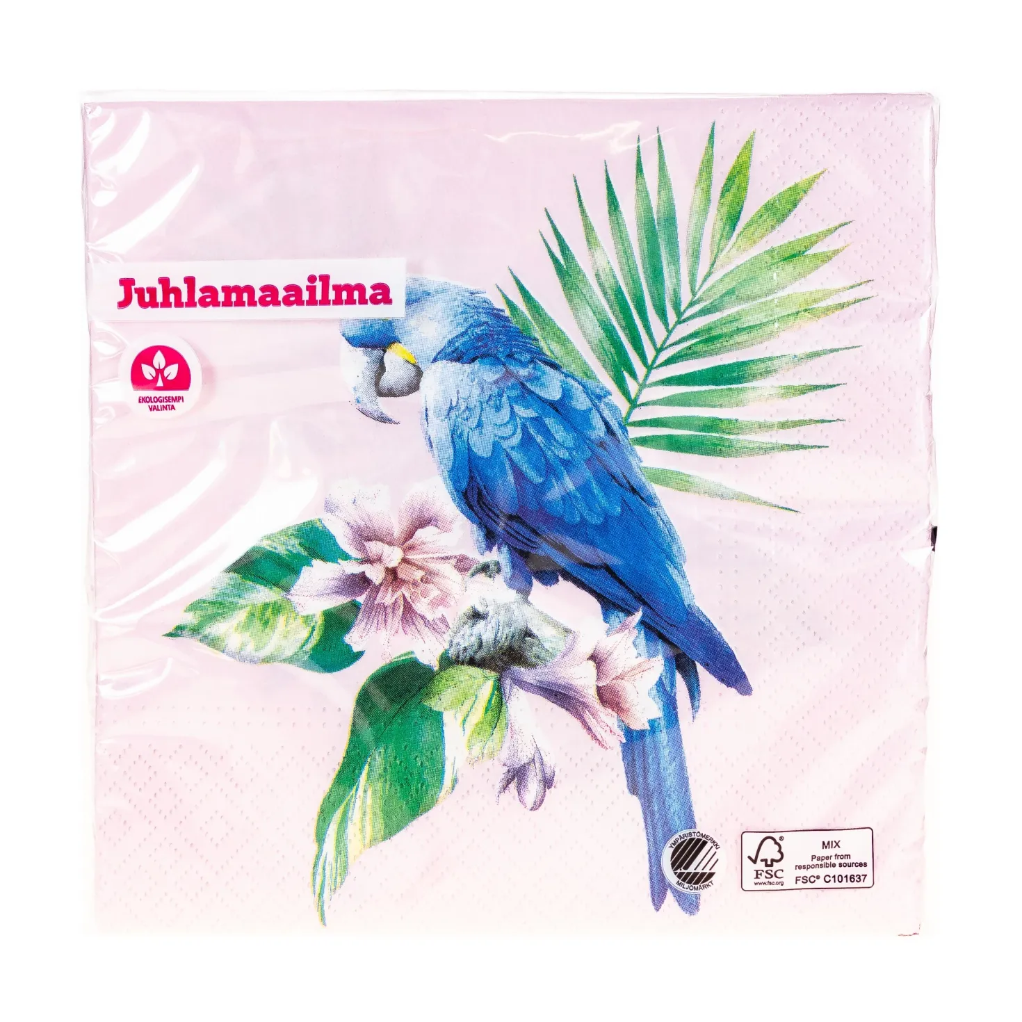 Suuri lautasliina 33 x 33 cm papukaija vaaleanpunainen 20 kpl/pkt