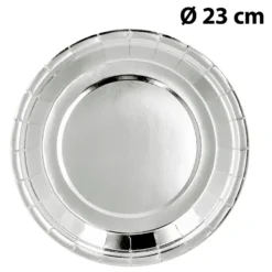 Suuri pahvilautanen hopeanvärinen 23 cm 6 kpl/pkt