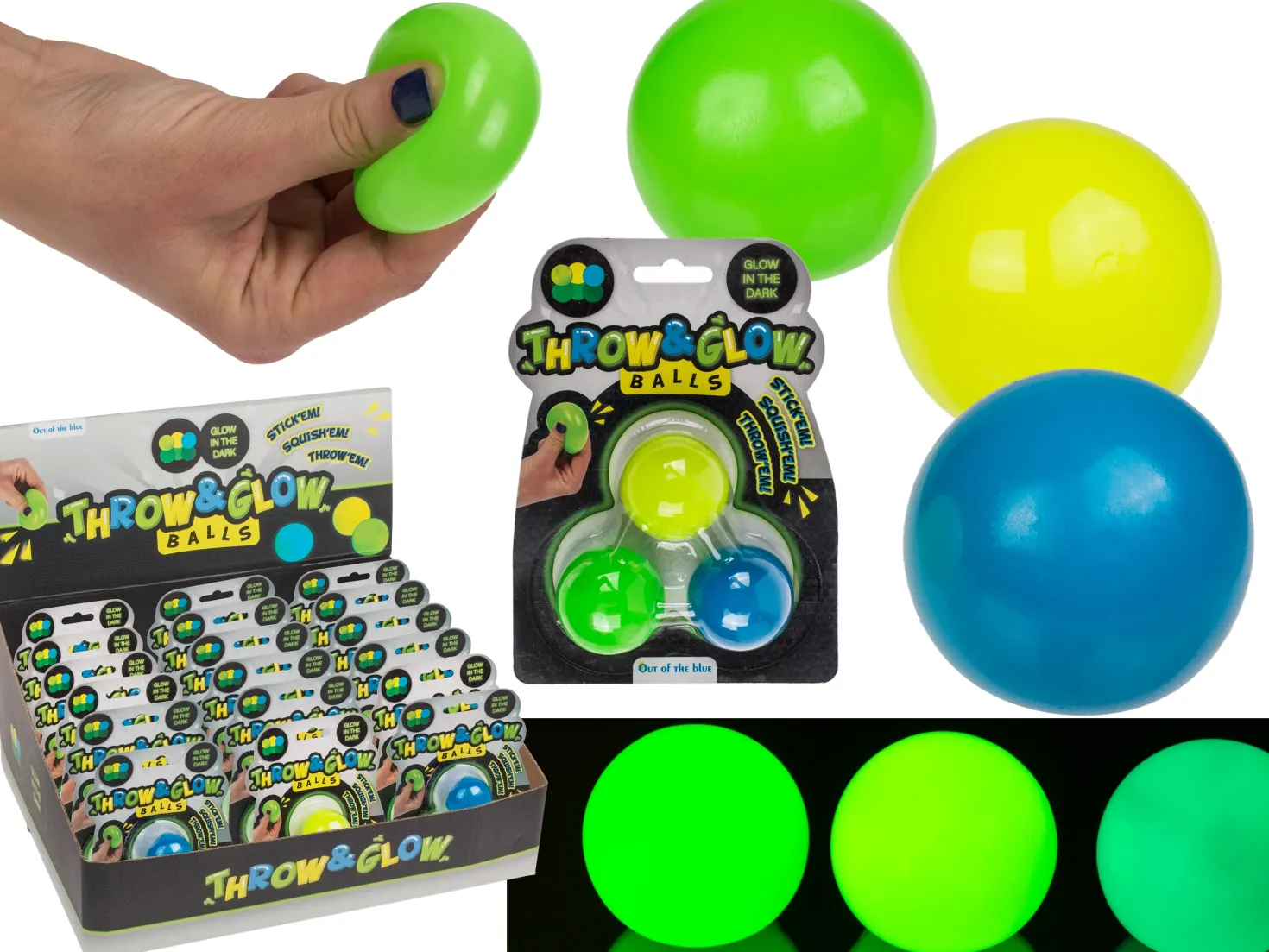 Throw&glow pimeässä hohtavat pallot 3 kpl/pkt