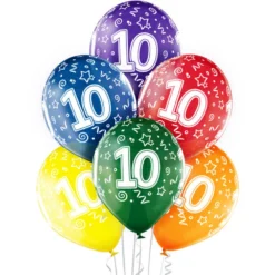 10 vuotta ilmapallo 30 cm värisekoitus 6 kpl/pss