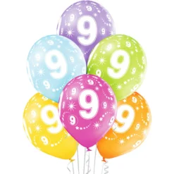 9 vuotta ilmapallo 30 cm värisekoitus 6 kpl/pss
